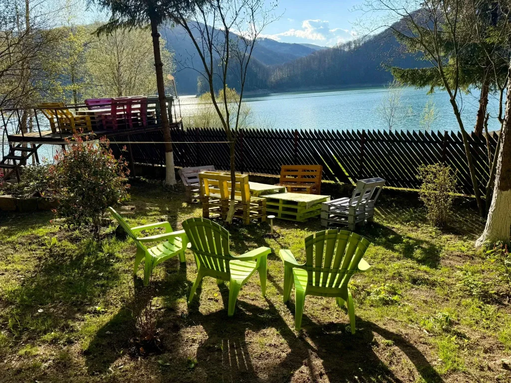 curtea cabanei Lakeview Chalet in Valea Doftanei
