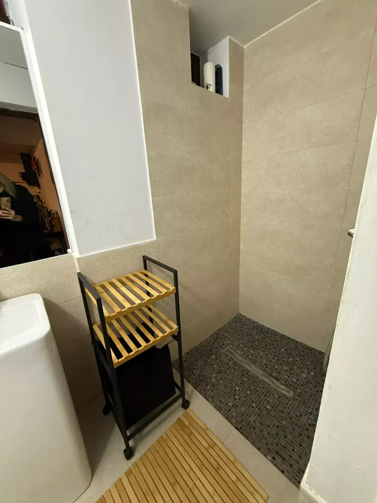 interior baie cu duș walk-in în Paltinu Forest House