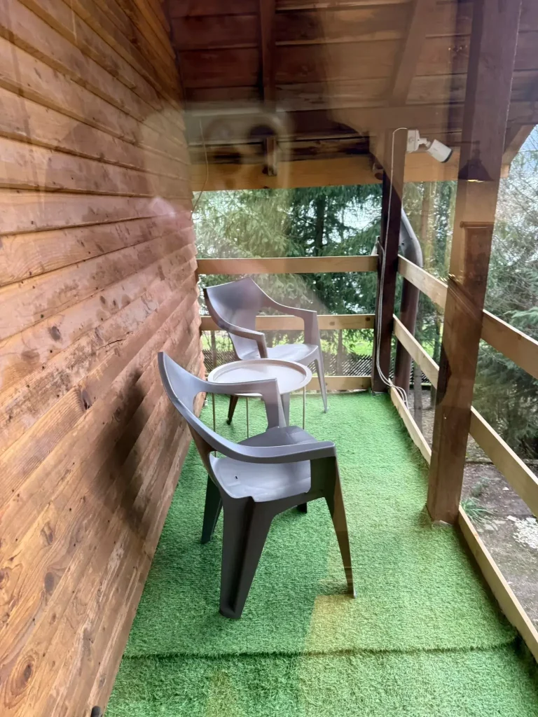 balcon la etajul 1 în Paltinu Forest House cu vedere spre natură