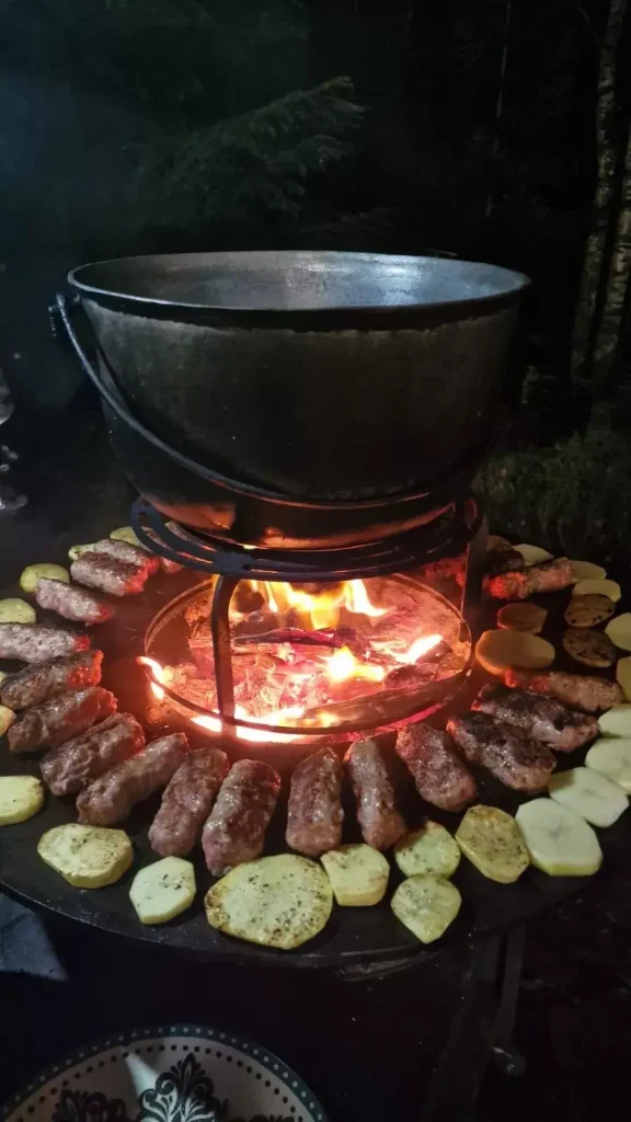 gratar modern cu plita si preparare mancare la cabana in Valea Doftanei